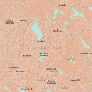 Mapa de Carreteras Vector MA Middlesex Wakefield Road