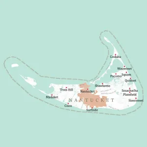 Digital Cartography Design Imprime: MA Nantucket Vector Road Map