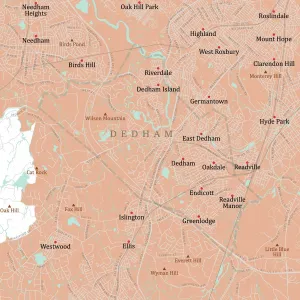 Massachusetts County Map Imprime: MA Norfolk Dedham Vector Road Map