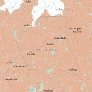 Digital Cartography Design Imprime: MA Norfolk Vector Road Map