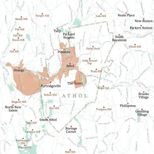 Digital City Maps USA Imprime: MA Worcester Athol Vector Road Map