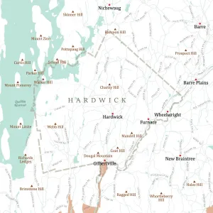 Digital City Maps USA Imprime: MA Worcester Hardwick Vector Road Map
