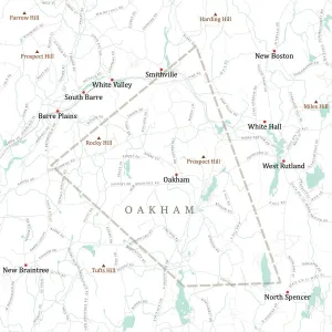 Digital Cartography Design Imprime: MA Worcester Oakham Vector Road Map