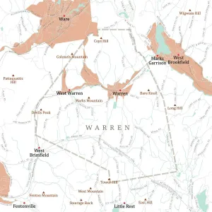 Massachusetts Vector Map Imprime: MA Worcester Warren Vector Road Map