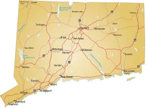 Mapa de Connecticut.