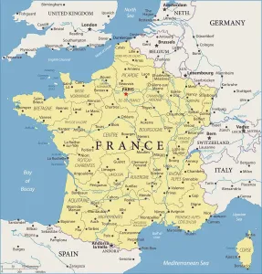 Impresiones de Mapa de Francia - Ilustración vectorial Francia Imprime: Mapa de Francia - Vector