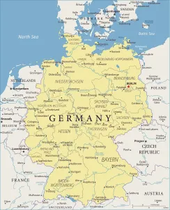 Alemania Imprime: Mapa de Alemania - Vector.