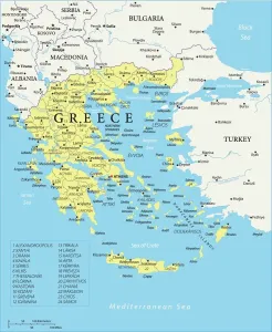 Impresiones de Mapa de Grecia - Ilustración vectorial Grecia Imprime: Mapa de Grecia - Vector.