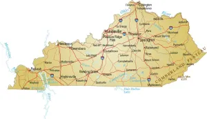 Obras De Arte Fotorrealistas Imprime: Mapa de Kentucky