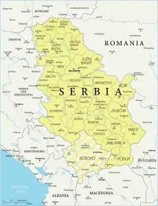 Impresiones de Mapa de Serbia - Ilustración vectorial Serbia Imprime: Mapa de Serbia - Vector