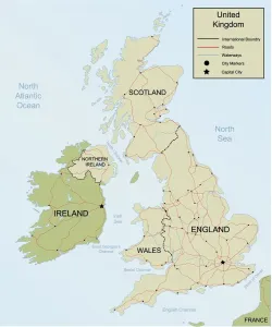 Mapa Imprime: Mapa del Reino Unido.