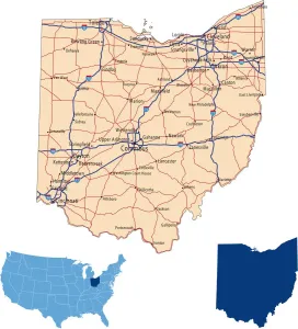 Mapa de carreteras de Ohio.