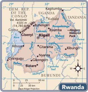 Africa Geography Maps Imprime: Rwanda country map