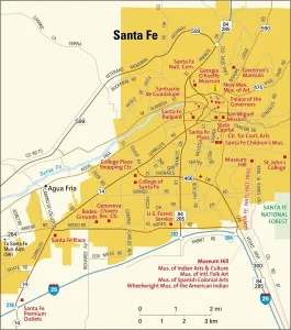 Vintage Style Maps Online Imprime: Santa Fe area map
