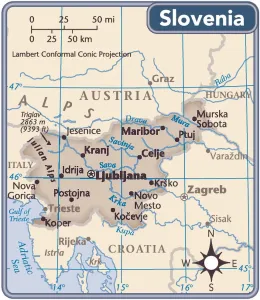 Mapa del país Eslovenia.