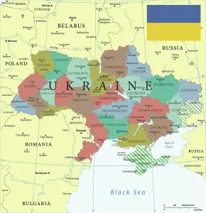 Impresiones de Mapa de referencia de Ucrania, un reflejo del complejo paisaje geopolítico y cultural que caracteriza a este país europeo Ucrania Imprime: Mapa de Referencia de Ucrania