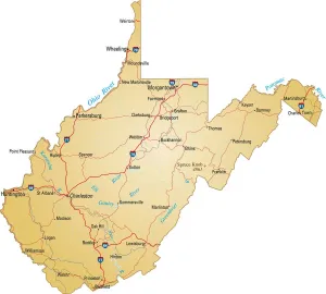 Vector Map Illustration Imprime: West Virginia