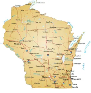 Map Illustrations For Sale Imprime: Wisconsin