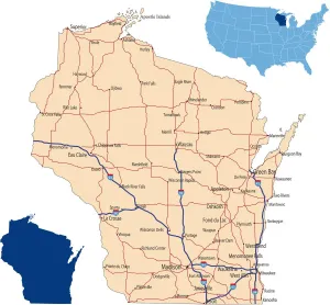 Map Illustrations For Sale Imprime: Wisconsin road map