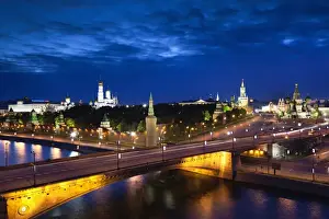 Moscow Oblast Landmarks Imprime: Red Square, elevated view of Kremlin