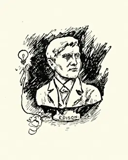 Vintage Woodcut Engravings Imprime: Thomas Edison
