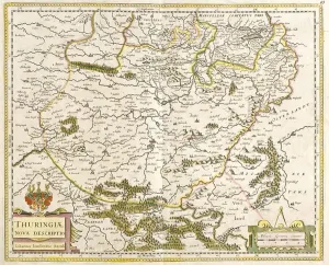 Theatrum Orbis Terrarum Imprime: Map of Thuringia (Germany) (etching, 1671)