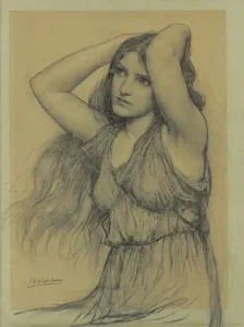 "Flora (carboncillo negro sobre papel de buff)".