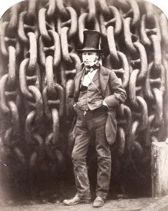 Isambard Kingdom Brunel Imprime: Isambard Kingdom Brunel, de pie frente a las cadenas de lanzamiento del.
