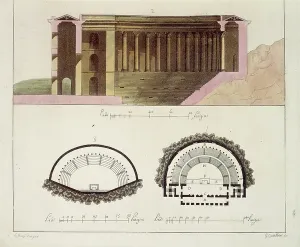 Giulio Ferrario Illustration Imprime: The Odeon of Pericles: plan and cross section