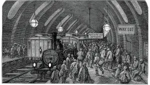 London Underground History Imprime: The Workmen's Train'. From Gustave Dore and Blanchard Jerrold London: A Pilgrimage London 1872