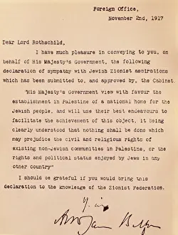 World War One History Imprime: Copy of the Balfour Declaration