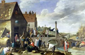 Flemish Painter David Teniers Imprime: The Proverbs