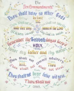 Religious Text Illustrations Imprime: The Ten Commandments, 1889