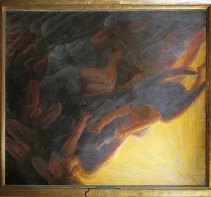 Symbolism In Art Movement Imprime: Fall of Angels, triptych central panel, 1913, by Gaetano Previati (1852-1920)