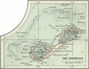 Old Fashioned Navigation Tools Imprime: Map of the Bermudas, c.1900 (engraving)