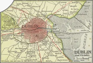 Navigational Equipment Illustrations Imprime: Map of Dublin, c.1900 (engraving)