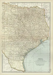 Navigational Equipment Illustration Imprime: Map of eastern Texas, c.1900 (engraving)