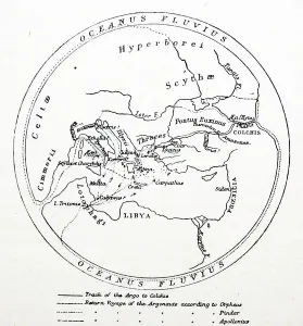 Ancient Cartography Imprime: A map on the voyage of the Argonauts