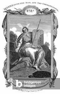 Ten Commandments Artwork Imprime: Moses with the tablets inscribed with the Ten Commandments