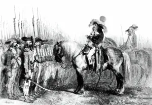 Historic Battle Scene Imprime: royalist general and his troops at the time of the wars of the Vendee