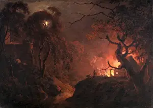 Joseph Wright Of Derby Artist Imprime: Cottage on Fire at Night Signed and dated, lower right: J. Wright. | 17[??]