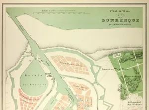 Victorian Era Cartography Imprime: Map of Dunkerque