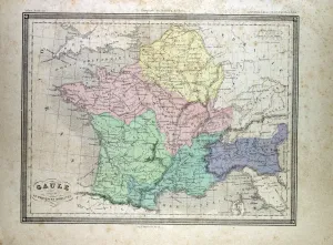 Retro Styled Cartography Imprime: Map of Gaul