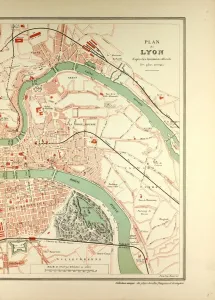 Victorian Era Cartography Imprime: Map of Lyon