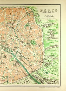 Retro Styled City Maps Imprime: Map of the Monuments in Paris
