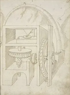 Brown Ink On Paper Art Imprime: Folio 15 mill Edificij et machine MS Martini