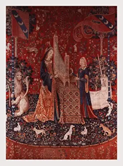 Medieval Tapestry Art Imprime: Hearing