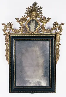 Impresiones de Espejo y marco; Desconocido; Roma, Italia, Lacio, Europa; alrededor de 1750 - 1775; Ebonizado y dorado madera de peral. Objeto: 206 x 125 cm (81 1/8 x 49 3/16 in.) Imágenes fechadas en abril de 2014: Espejo y marco.