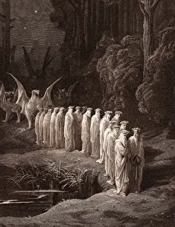 Nineteenth Century Woodcuts Imprime: The Procession of the Elders, by Gustave Dore