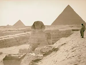 Pyramids Of Egypt Imprime: Sphinx pyramids front view two pyramids background